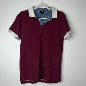 Vintage 70s/80s LL Bean 100% Cotton Polo with Denim/Chambray Collar, Sz Small